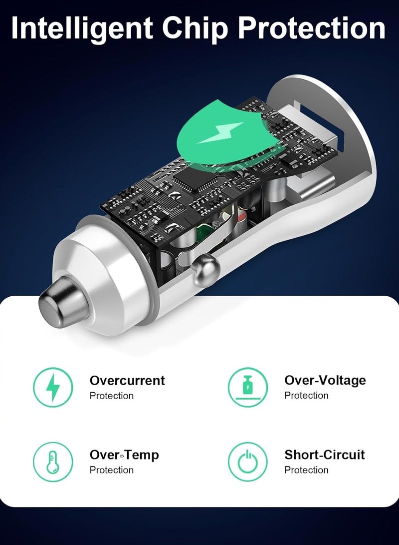 جيج بي في شاحن سيارة ومهايئ منفذ مزدوج صغير الحجم ذو منفذ تيار كهربائي فائق السرعة 20 وات منفذ توصيل طاقة طراز عالي السرعة 18 وات منفذ (أبيض - Image 5