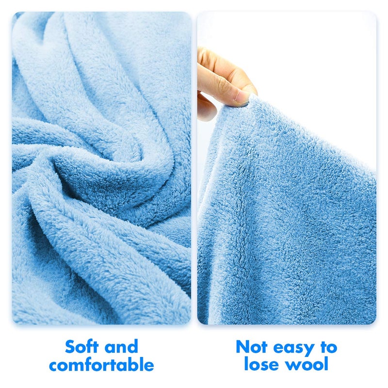 ROMASA Toddler Hooded Bath Towel Ultra Soft Towel Highly Absorbent Bathrobe Blanket for Boys Girls- 27.5" x 55"(Blue Shark-Shape) - Image 5