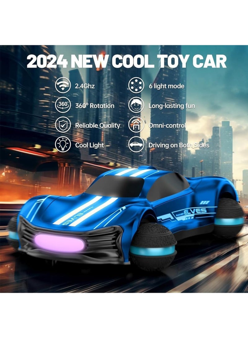 Taizz Ventures Remote Control Car for Kids Ages 3-12, 1:16 RC Drift Car 360° Rotating Stunt Vehicle with Lights, RC Toy for Boys, Girls & Adults, Race Car Toy Gifts for Indoor/Outdoor Fun - Blue - Image 2