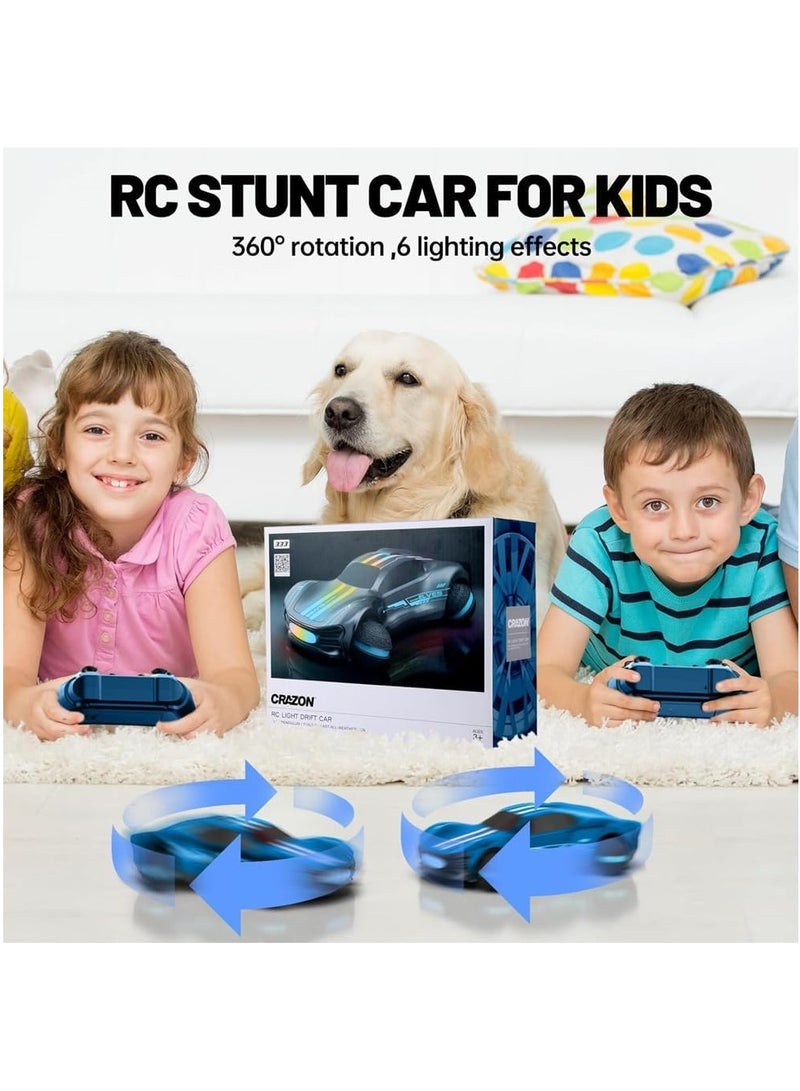 Taizz Ventures Remote Control Car for Kids Ages 3-12, 1:16 RC Drift Car 360° Rotating Stunt Vehicle with Lights, RC Toy for Boys, Girls & Adults, Race Car Toy Gifts for Indoor/Outdoor Fun - Blue - Image 4