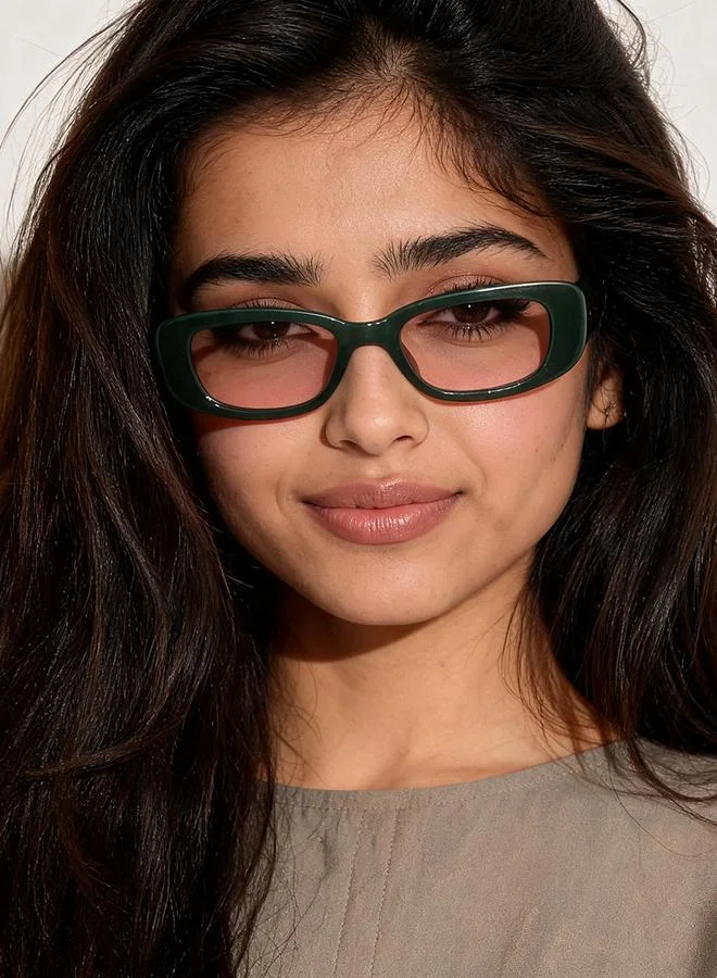 Take Two Green Rectangle Sunglasses