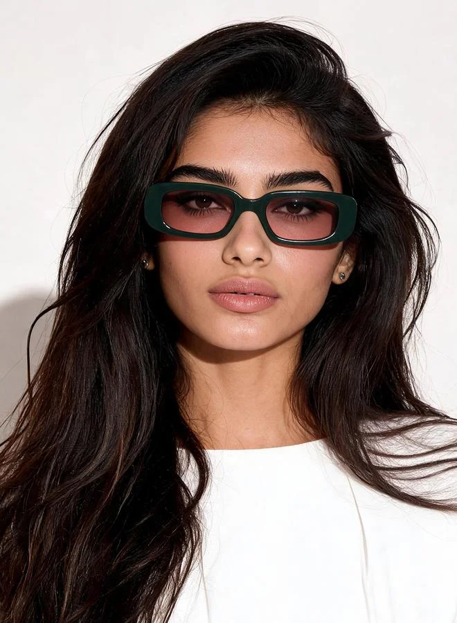 Take Two Green Rectangle Sunglasses
