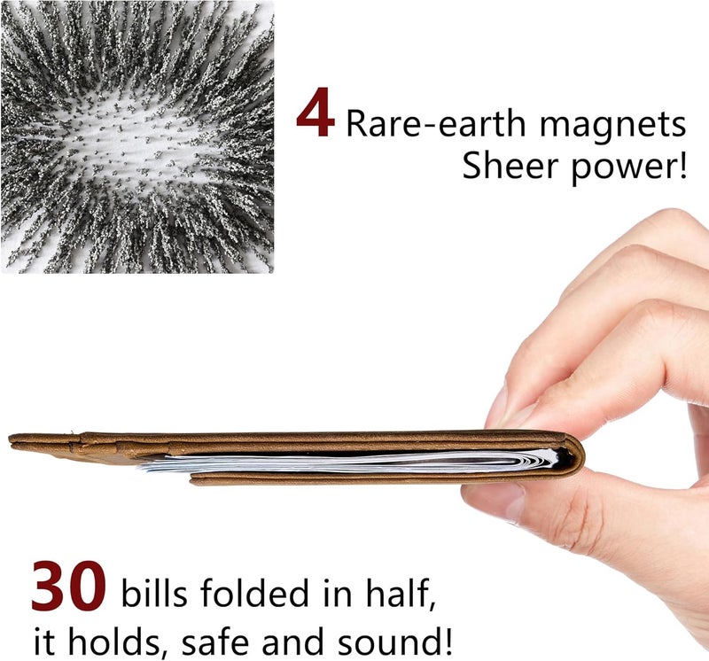 Toughergun Minimalist Wallet for Men with Magnetic Money Clip Leather Wallet, Credit Card Holder RFID Blocking - Image 5
