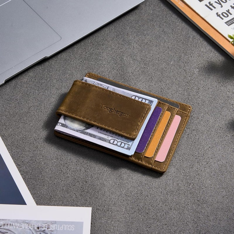 Toughergun Minimalist Wallet for Men with Magnetic Money Clip Leather Wallet, Credit Card Holder RFID Blocking - Image 3