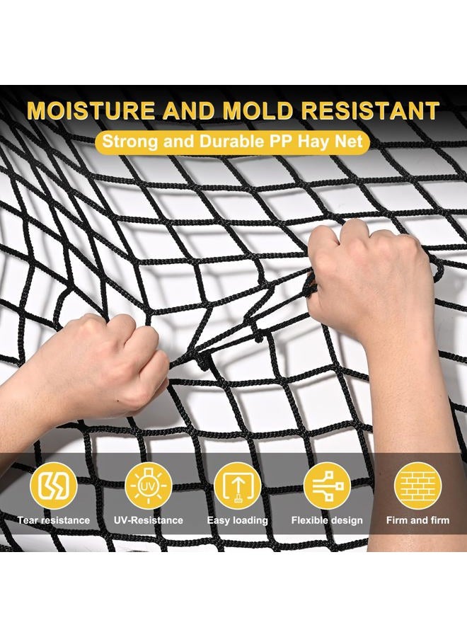 kingump 5x5 Ft Round Bale Hay Net for Horses & Goats, 1.5" Hloes Slow Feeder Hay Nets with Hay Net Repair Tool - Image 3