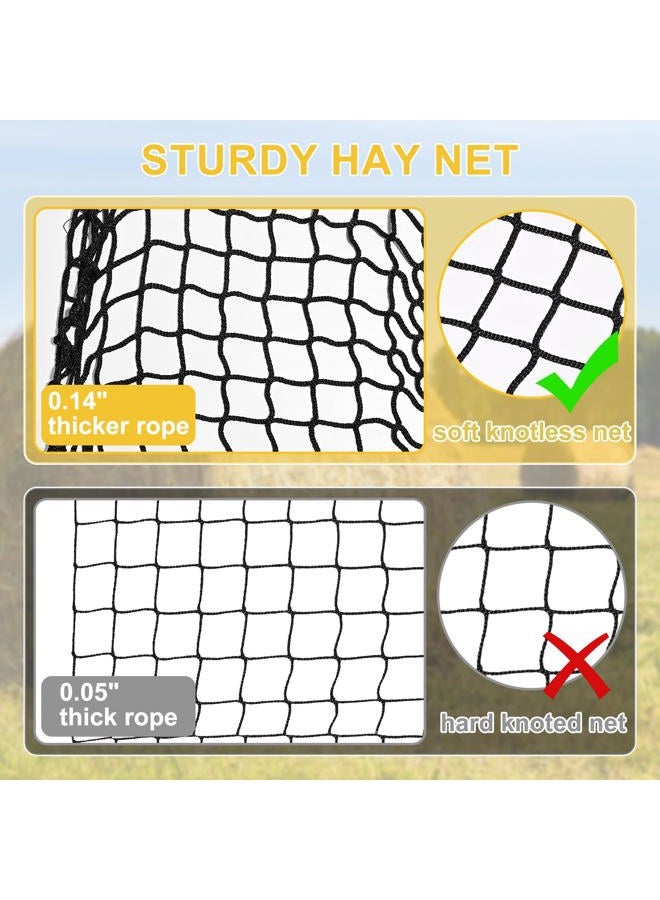 kingump 5x5 Ft Round Bale Hay Net for Horses & Goats, 1.5" Hloes Slow Feeder Hay Nets with Hay Net Repair Tool - Image 4