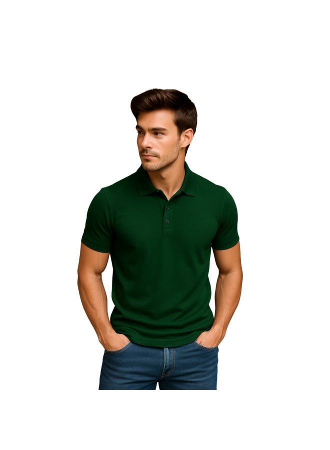 PRINTSHOP4ME Men's Regular-Fit Golf Polo T-shirt Pure Cotton Short Sleeve 220 GSM Basic Colors - Image 2