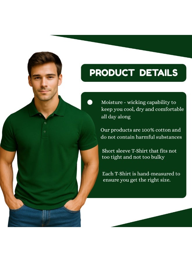 PRINTSHOP4ME Men's Regular-Fit Golf Polo T-shirt Pure Cotton Short Sleeve 220 GSM Basic Colors - Image 3