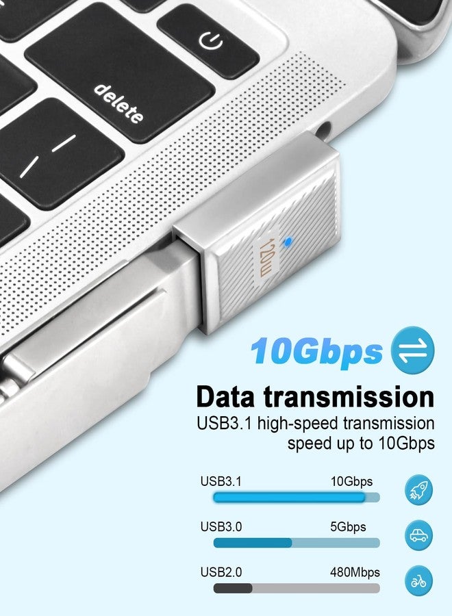 Duttek 120W USB A to USB C Adapter, 90 Degree USB C to USB Adapter, Right Angle USB Type 3.1 Female to USB C Male Converter OTG Fast Charging Compatible with MacBook, Tablet, Samsung Galaxy 2 Pack - Image 3