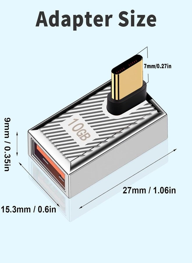 Duttek 120W USB A to USB C Adapter, 90 Degree USB C to USB Adapter, Right Angle USB Type 3.1 Female to USB C Male Converter OTG Fast Charging Compatible with MacBook, Tablet, Samsung Galaxy 2 Pack - Image 4