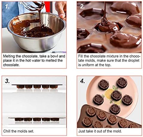Husaini Mart HUSAINI MART 2 Pieces Flower Shape Silicone Moulds Rose Flower Shapes Cake Chocolate Making Molds 3D Flower Moulds for Wax Melts Rose for Baking Cupcake Topper Dessert Decoration Pack of 2  - Image 4