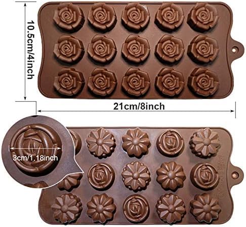 Husaini Mart HUSAINI MART 2 Pieces Flower Shape Silicone Moulds Rose Flower Shapes Cake Chocolate Making Molds 3D Flower Moulds for Wax Melts Rose for Baking Cupcake Topper Dessert Decoration Pack of 2  - Image 2