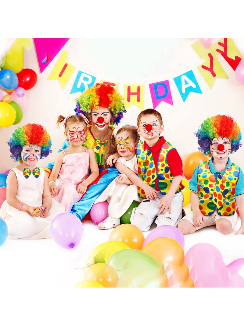 SOLARAE Clown Costume Set with Clown Nose Clown Vest Clown Wig Clown Bow Clown Tie White Gloves for Circus Cosplay Party 12 Pcs - Image 5