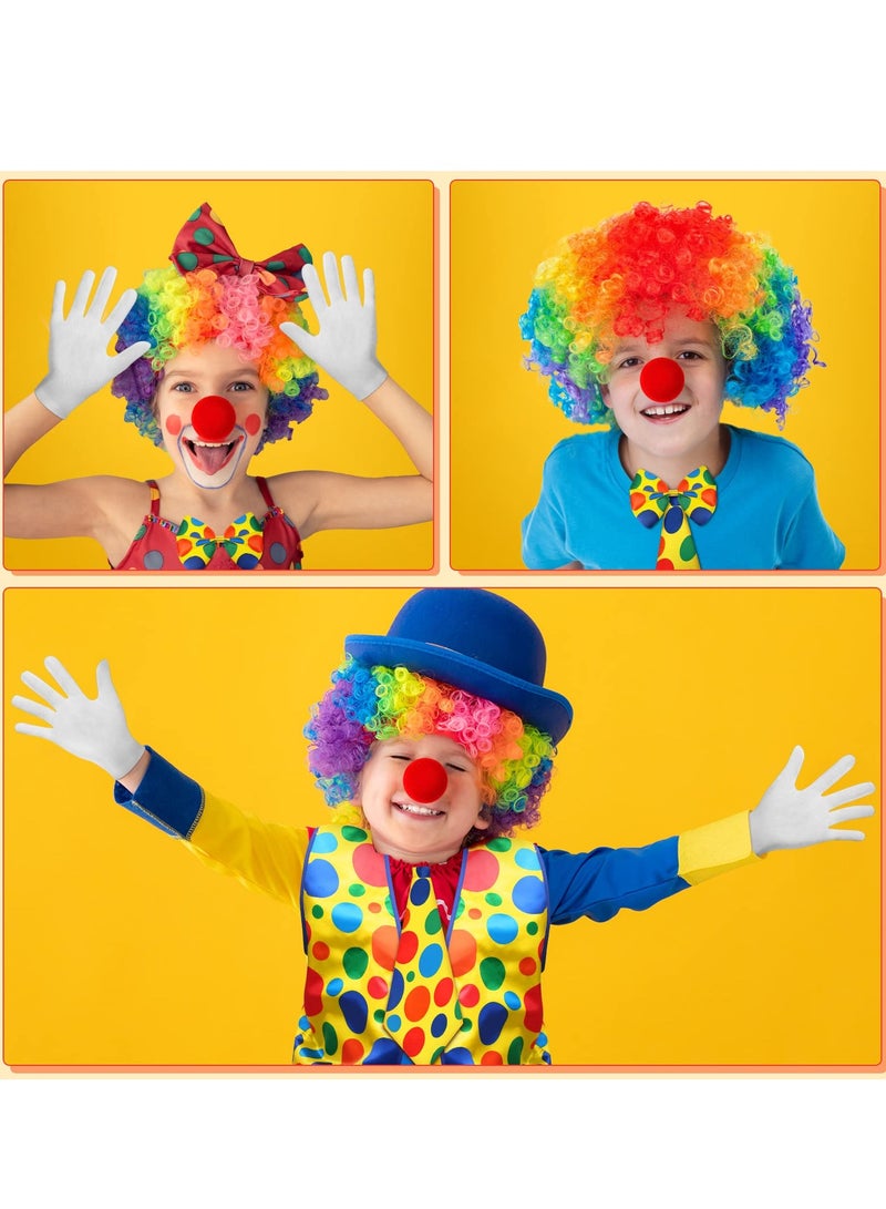 SOLARAE Clown Costume Set with Clown Nose Clown Vest Clown Wig Clown Bow Clown Tie White Gloves for Circus Cosplay Party 12 Pcs - Image 4