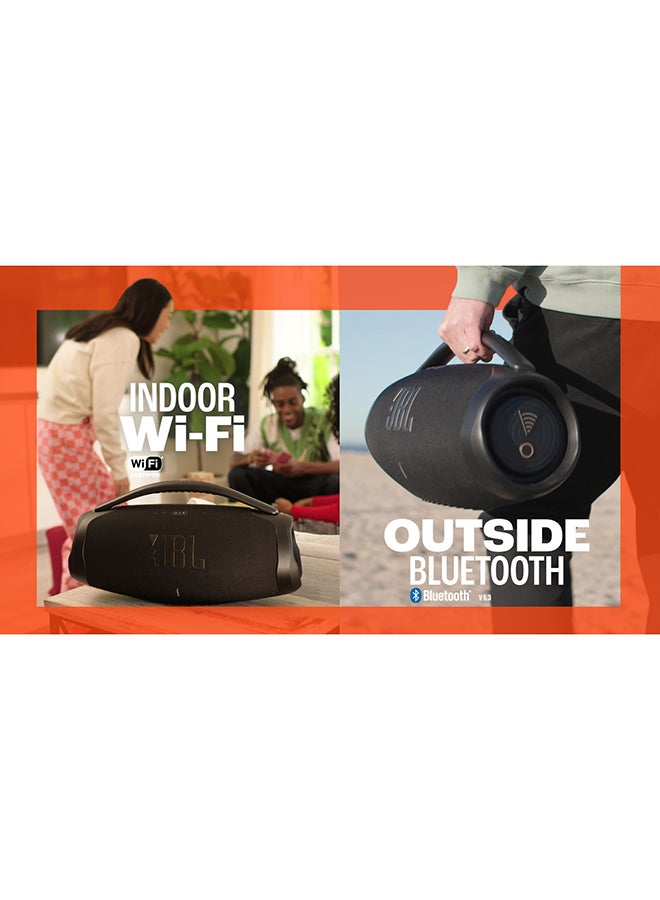 JBL Boombox 3 Powerful Wi-Fi And Bluetooth, Deep Bass, 3-Way Speaker, 24H Battery, 3D Dolby Atmos, Waterproof & Dustproof, Built-In Charger, Self-Tuning Feature Black - Image 5