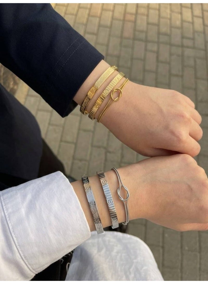 Shein Luxury 6-Piece Bracelet Set Featuring Ayat Al-Kursi & Modern Cable Designs | Crafted Exclusively from 316 Pure Stainless Steel | Waterproof, Free Size for Ultimate Comfort and Elegance, The Perfect Gift for Your Loved Ones - Image 1