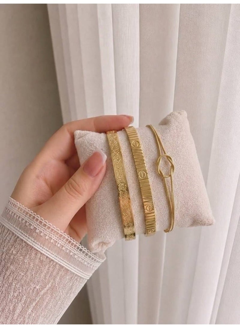 Shein Luxury 6-Piece Bracelet Set Featuring Ayat Al-Kursi & Modern Cable Designs | Crafted Exclusively from 316 Pure Stainless Steel | Waterproof, Free Size for Ultimate Comfort and Elegance, The Perfect Gift for Your Loved Ones - Image 2