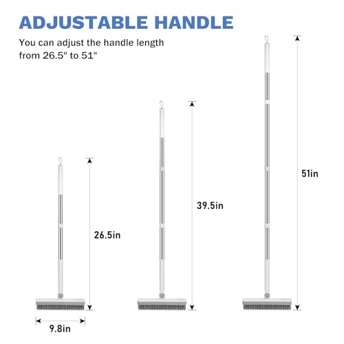 SetSail Grout Cleaner Brush with Long Handle VShaped Floor Scrub Brush Swivel Grout Brush Stiff Bristle Floor Grout Scrubber for Bathroom Tile Line Crevice Kitchen Wall Deck Garage White Grey - Image 3