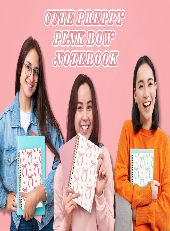 دفتر ملاحظات QUICQOD Coquette العصري ذو فيونكة وردية، دفتر حلزوني أنيق للفتيات المراهقات والسيدات، دفتر حلزوني بغلاف مقوى بتصميم أنيق وعصري، مقاس 5.5 × 8.3 بوصة - Image 2