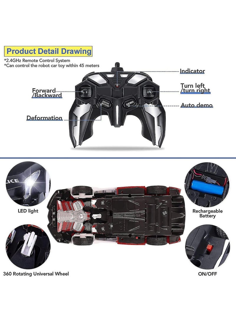 2.4G Black Remote Control Car Transformation 2-In-1 Robot Toy - Image 3