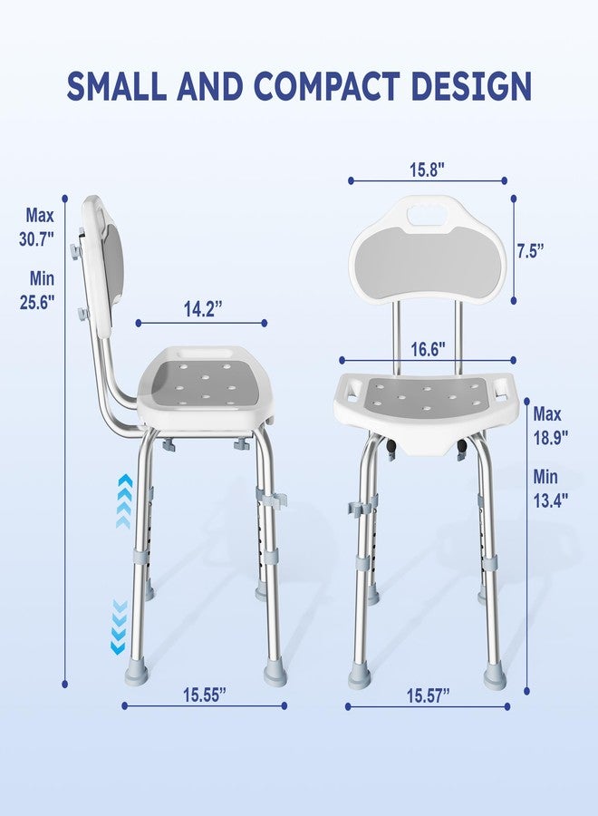 BlessReach Shower Chair for Inside Shower with Back, 400 lbs Shower Stool with Adjustable Height, Padded Seat & Drainage Holes, Shower Seat for Inside Tub, Bathtub Chair for Elderly and Disabled - Image 2