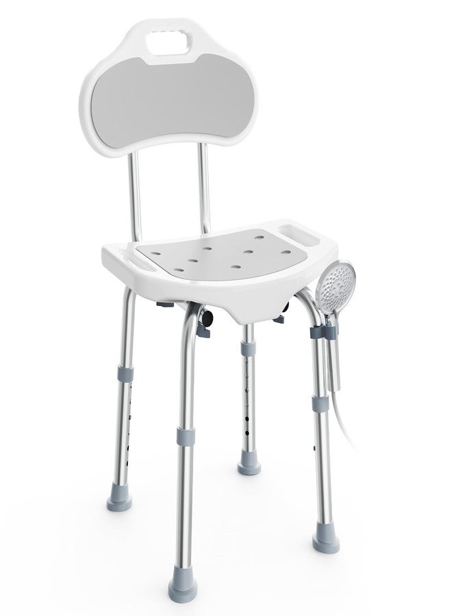 BlessReach Shower Chair for Inside Shower with Back, 400 lbs Shower Stool with Adjustable Height, Padded Seat & Drainage Holes, Shower Seat for Inside Tub, Bathtub Chair for Elderly and Disabled - Image 1