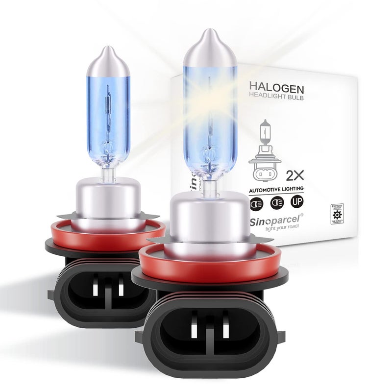Sinoparcel H11 Halogen Low Beam Headlight or Fog Light Bulb 3800K 150 More Brightness Replacement for Standard 55W Bulb Pack of 2