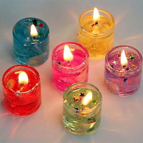 Kryst Decorative Jelly Candles | Colorful Candles with Stars & Glitter for Home Décor, Festivals, Parties & Gifting – Set of 6 - Image 1
