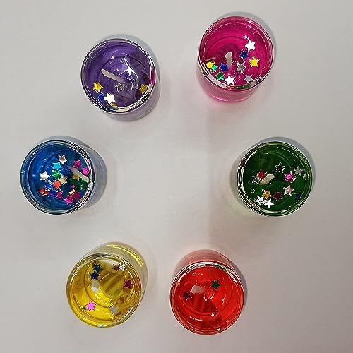 Kryst Decorative Jelly Candles | Colorful Candles with Stars & Glitter for Home Décor, Festivals, Parties & Gifting – Set of 6 - Image 5