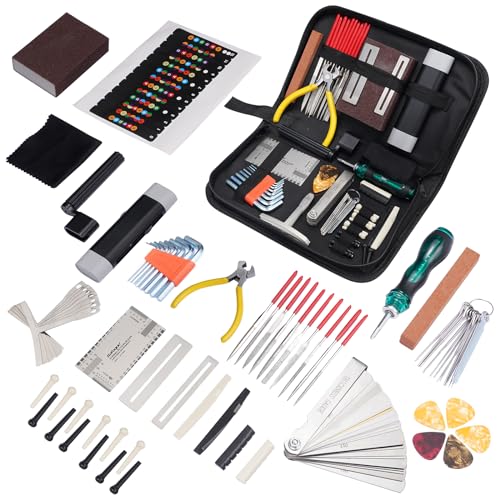 LEKATO 72Pcs Guitar Tool Kit, Guitar Repair Kit, Guitar Setup Kit, Professional Guitar Repairing Maintenance Tool Kit for Luthier Beginner, Guitar Accessories for Acoustic Guitar Ukulele Bass Banjo - Image 1