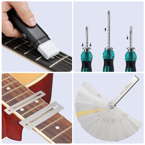 LEKATO 72Pcs Guitar Tool Kit, Guitar Repair Kit, Guitar Setup Kit, Professional Guitar Repairing Maintenance Tool Kit for Luthier Beginner, Guitar Accessories for Acoustic Guitar Ukulele Bass Banjo - Image 5