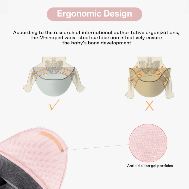 Ocanoiy Baby Carrier Newborn to Toddler Baby Wrap Carrier with Hip Seat Kangaroo Carrier Toddler Infant Baby Holder for Men Women Dad Mom (Pink) - Image 5