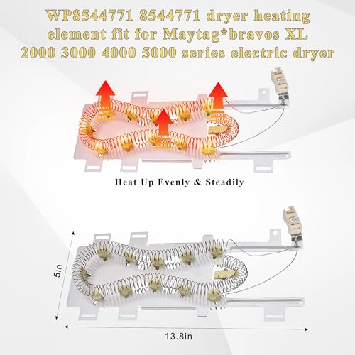 prime&swift WP8544771 8544771 Dryer Heating Element fit for Maytag-bravos XL Dryer,fit for Whirlpool Duet&Kenmore Elite HE4/HE5 Electric Dryer Heating Element Kit with 3392519 279973 279816 by prime&swift - Image 2