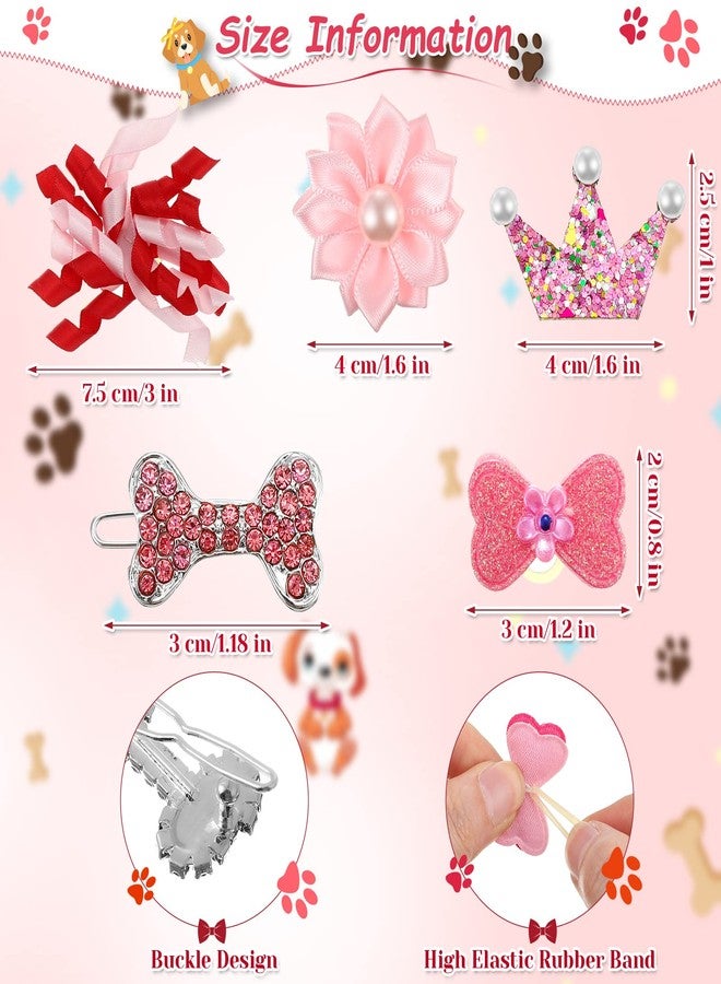 Janinka 40 Pcs Dog Hair Bows Small Dog Hair Clips Puppy Yorkie Barrettes Princess Style Bow for Cat Party Birthday Grooming Accessories(Pink) - Image 3