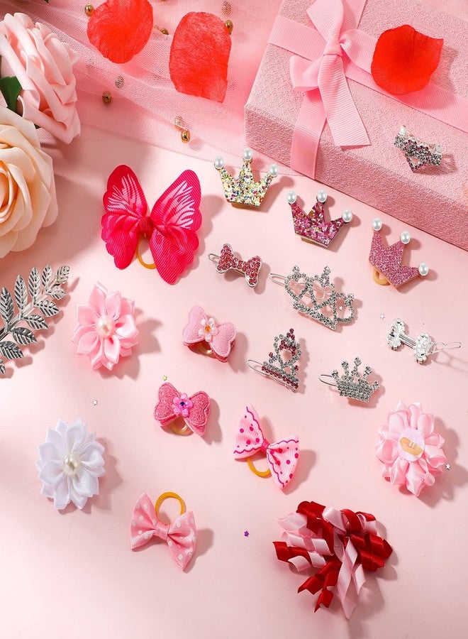 Janinka 40 Pcs Dog Hair Bows Small Dog Hair Clips Puppy Yorkie Barrettes Princess Style Bow for Cat Party Birthday Grooming Accessories(Pink) - Image 2