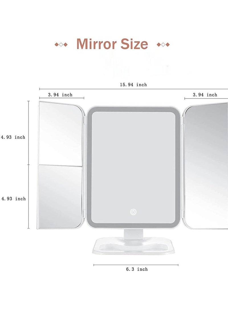 ELTRAZONE Makeup Mirror Vanity with Lights – 3 Color Lighting Modes, 68 LED Trifold Mirror, 1x/2x/3x Magnification, Touch Control Design | Portable High Definition Cosmetic Lighted Mirror – Ideal for Home, Travel & Professional Use, White  - Image 2
