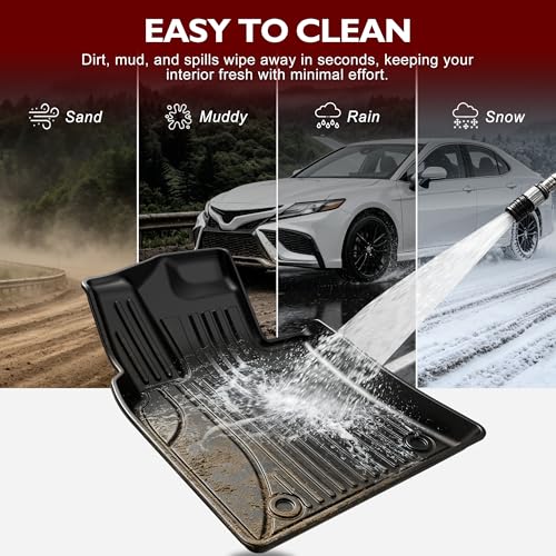 IKABEVEM Floor Mats Compatible with Toyota Camry 2018-2024 (Not Fit Hybrid or AWD Models) - IKABEVEM Custom Fit Floor Liners All Weather TPE Car Mats 1st & 2nd Row, Black - Image 5
