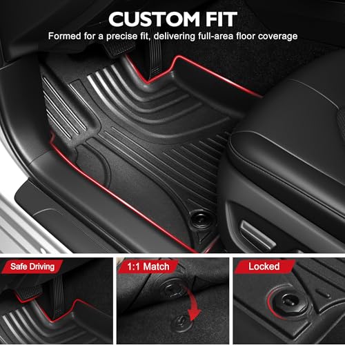 IKABEVEM Floor Mats Compatible with Toyota Camry 2018-2024 (Not Fit Hybrid or AWD Models) - IKABEVEM Custom Fit Floor Liners All Weather TPE Car Mats 1st & 2nd Row, Black - Image 4