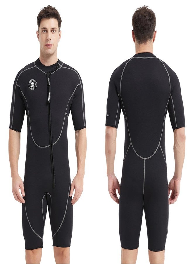 Lemorecn Wetsuits Mens Neoprene 3mm Shorty Diving Suit(3036black-M) - Image 1