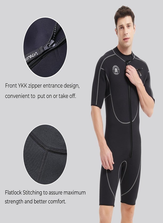 Lemorecn Wetsuits Mens Neoprene 3mm Shorty Diving Suit(3036black-M) - Image 4