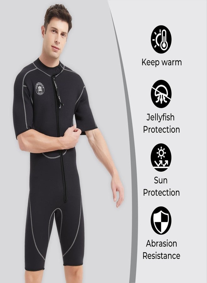 Lemorecn Wetsuits Mens Neoprene 3mm Shorty Diving Suit(3036black-M) - Image 5