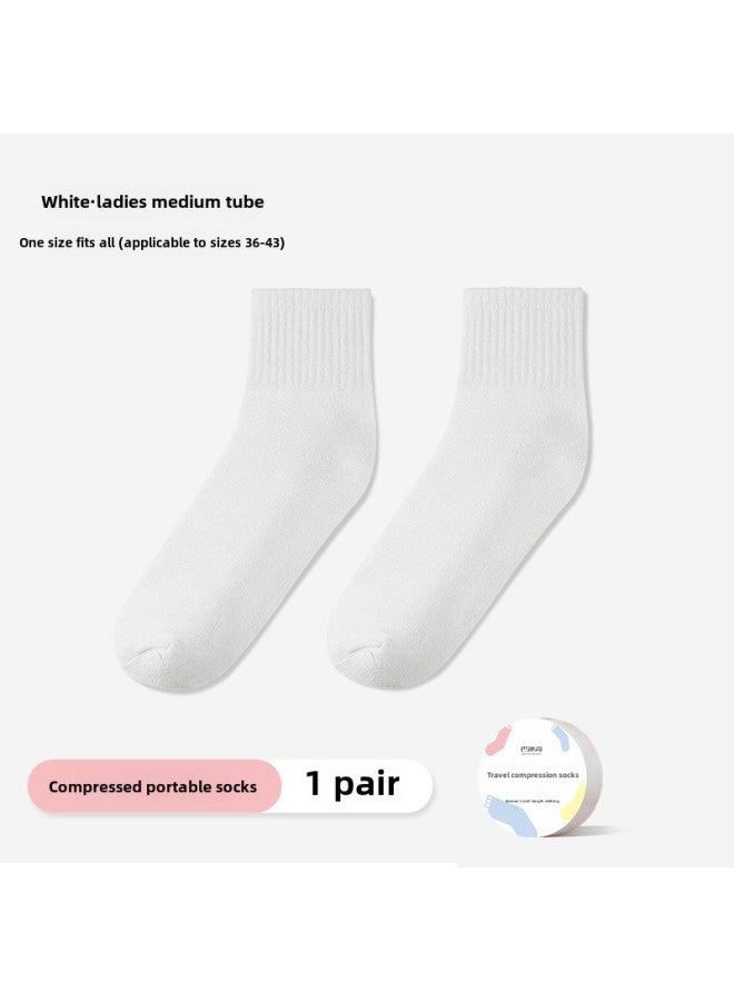 Buddy High Disposable Bed Sheet Quilt Cover Pillowcase Quilt Cover Four-piece Set Travel Hotel Double Bed Supplies Dirty-Color:Disposable Compression Socks For Women Mid-length Socks-white - Image 1