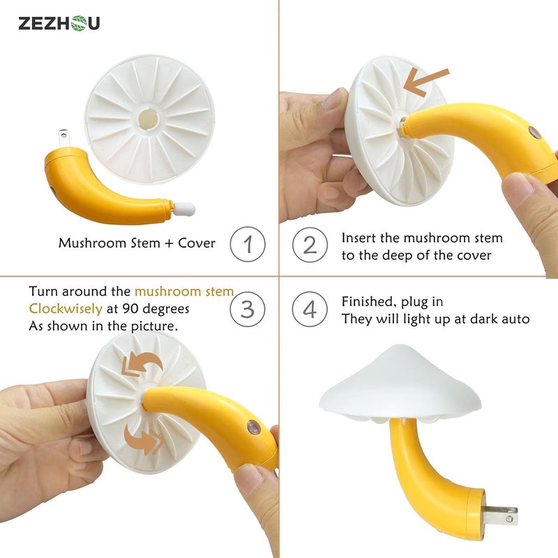 Zezhou Night Lights Plug into Wall - 2-Pack Sensor LED Mushroom Light, Cute Energy Saving Mushroom Lamp for Kids Adults Living Room Bedroom Kitchen, Bathroom Toilet, Stairs, Hallway Corridor, Warm White - Image 4