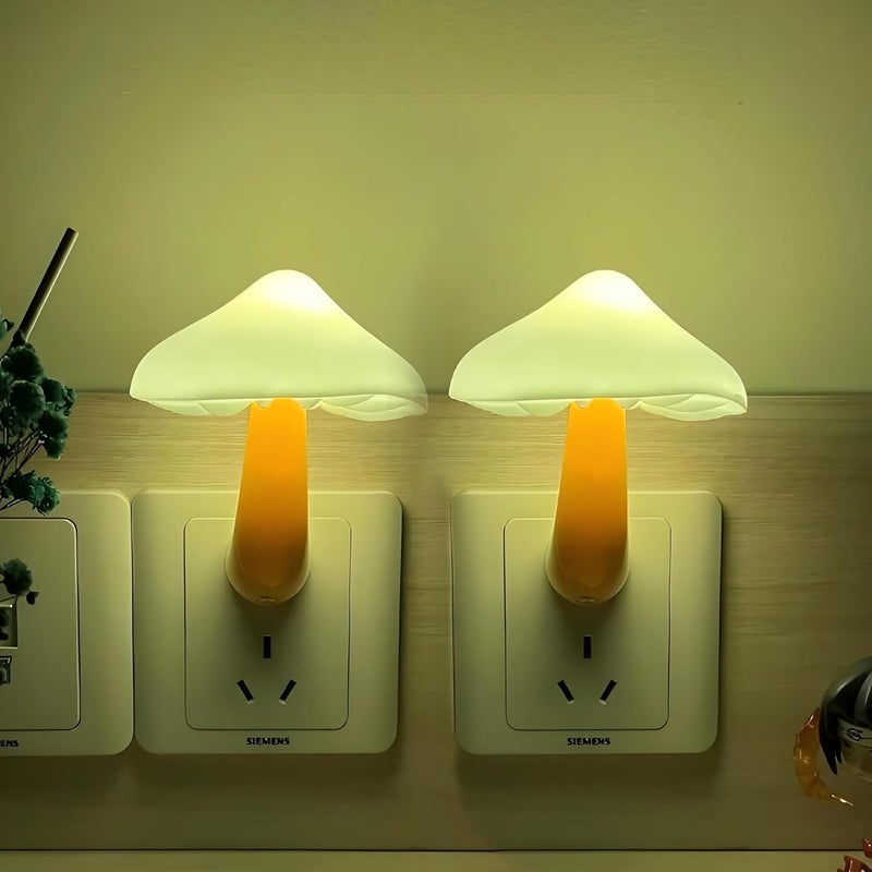 Zezhou Night Lights Plug into Wall - 2-Pack Sensor LED Mushroom Light, Cute Energy Saving Mushroom Lamp for Kids Adults Living Room Bedroom Kitchen, Bathroom Toilet, Stairs, Hallway Corridor, Warm White - Image 1