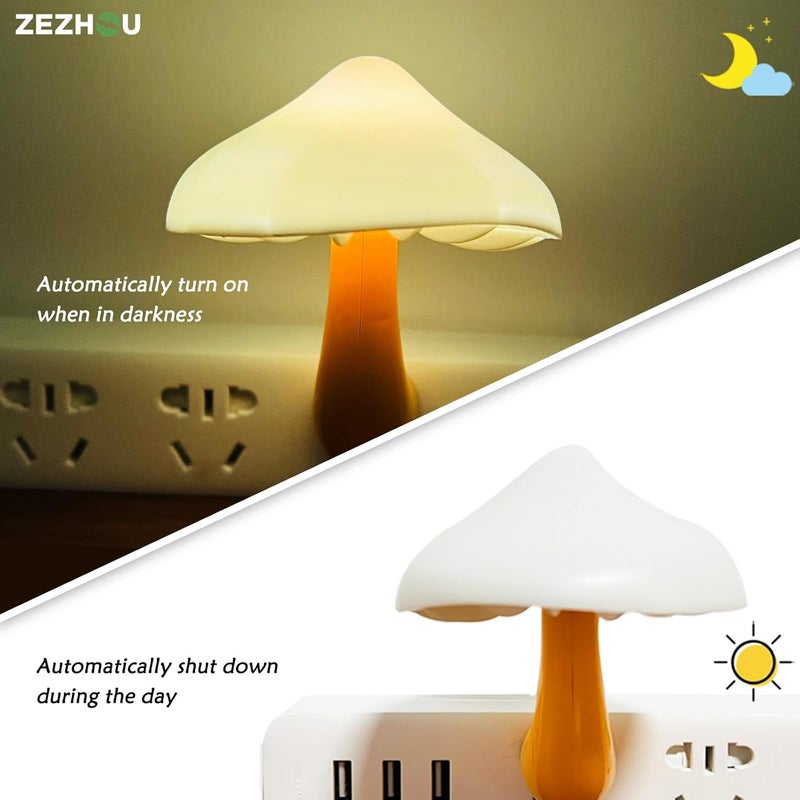 Zezhou Night Lights Plug into Wall - 2-Pack Sensor LED Mushroom Light, Cute Energy Saving Mushroom Lamp for Kids Adults Living Room Bedroom Kitchen, Bathroom Toilet, Stairs, Hallway Corridor, Warm White - Image 2