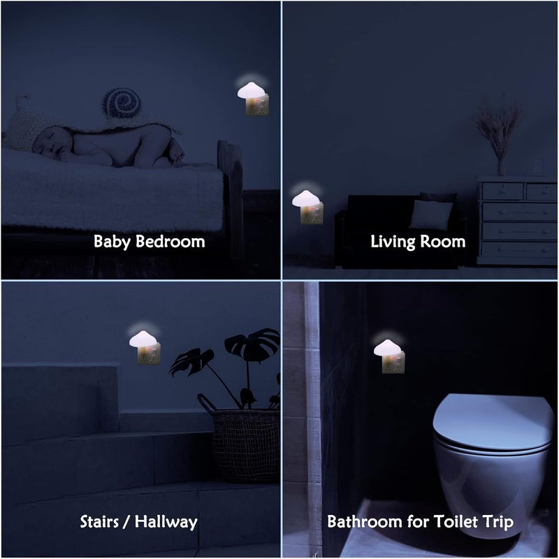 Zezhou Night Lights Plug into Wall - 2-Pack Sensor LED Mushroom Light, Cute Energy Saving Mushroom Lamp for Kids Adults Living Room Bedroom Kitchen, Bathroom Toilet, Stairs, Hallway Corridor, Warm White - Image 5