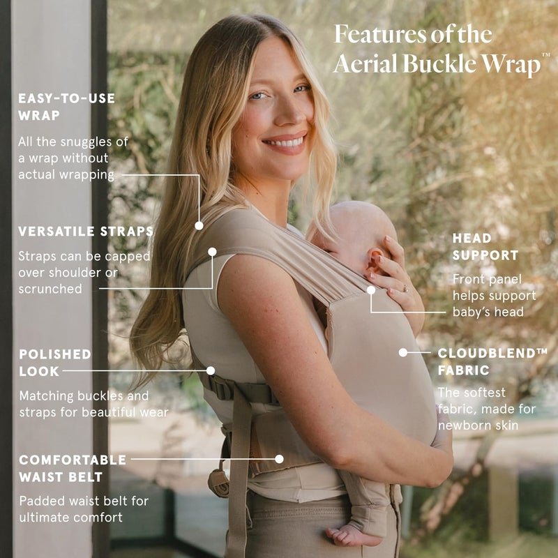 WildBird - Aerial Buckle Wrap - 0-6 Months - Standard (XS-XL) Desert Lark - Newborn Baby Carrier - Front Carry - Soft Fabric, Straps, Head Support, Padded Waist Belt - Baby Essentials - New Mom Gifts - Image 2