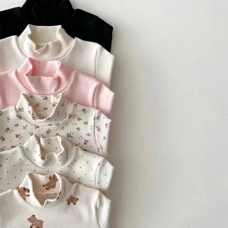 Loy Bear Korean Style Children's Wear Autumn New Arrival Baby's Half-High Collar Long-Sleeved T-Shirt Men's and Women's All-Match Soft Base Shirt - Image 2