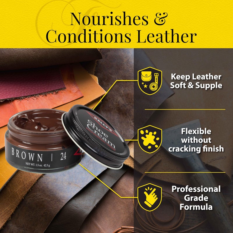 KELLYS Kelly's Brown Shoe Polish 1.5 oz - Professional Leather Shoe Cream - Image 4