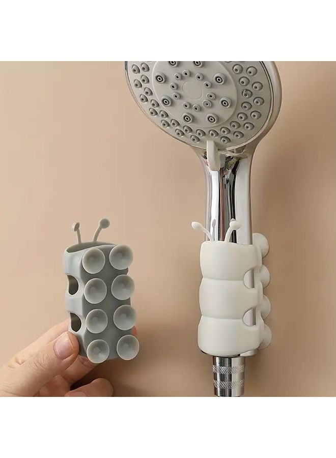 White Heavy Duty Shower Organizer Rack No Drill Installation With Grip Showerhead Base Bathroom Accessories For Small Space Living - Image 1